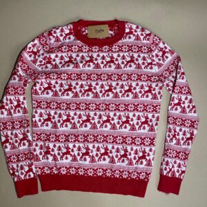 pull de noël rouge motifs nordiques